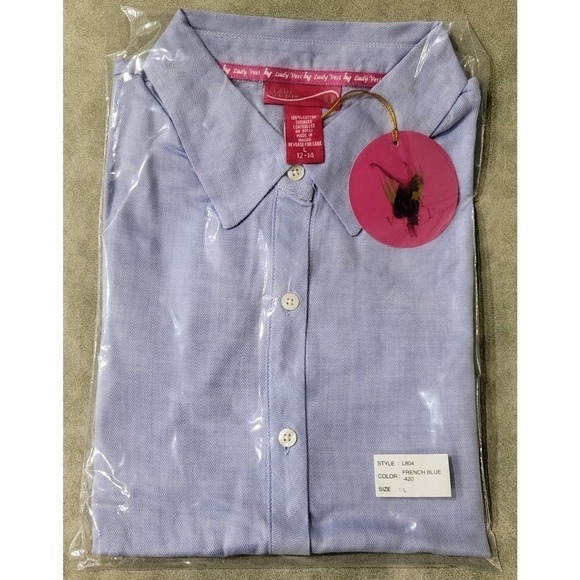 Lady Vesi Women Button Down Shirt French Blue Large NWT - Picture 3 of 10